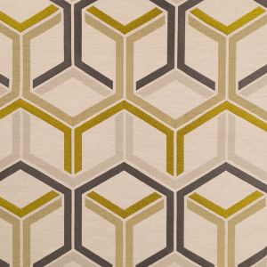Wide width curtain fabric / Yellow-Grey