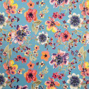 Printed cotton with elastane / Blue