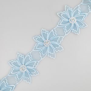Pearl Floral ribbon / Pale blue