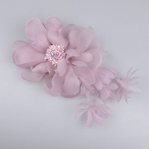 Accessory / Flower with pearls and rhinestones / lilac