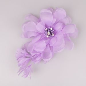 Accessory / Flower with pearls and rhinestones / violet