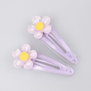 Hair clip / Flower / Purple- Yellow