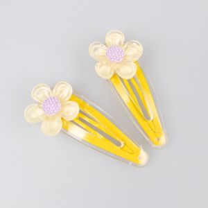 Hair clip / Flower / Yellow- Purple
