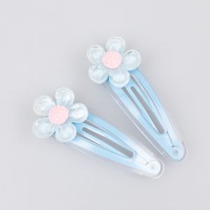 Hair clip / Flower / Blue- Pink