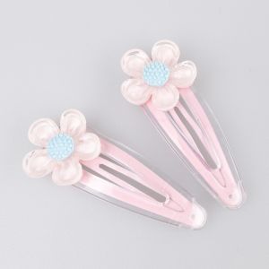 Hair clip / Flower / Pink- Light Blue