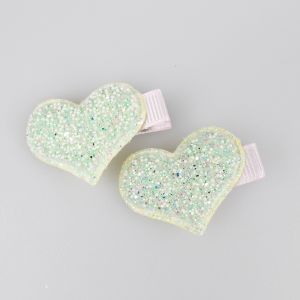 Hair clip / Hearts / Light Green