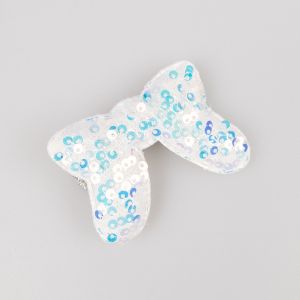 Hair clip / Bow / White-Light Blue
