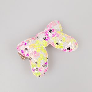 Hair clip / Bow / White- Neon