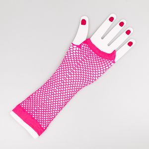Long mesh gloves / Neon pink