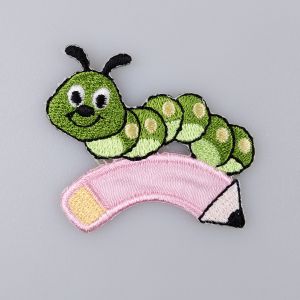 Iron-on motif / Worm with pen
