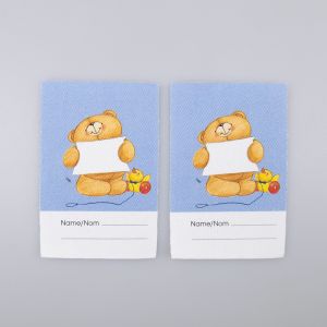Iron-on motif / Name tag / Teddy with paper / 2 pc.