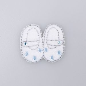 Iron-on motif / White-blue little shoes