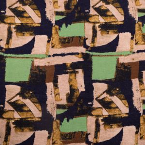 Printed linen cotton Abstract / Green