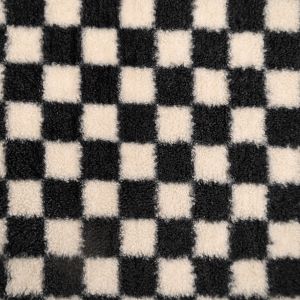Low pile faux fur Check Jacquard  sherpa / Black-White