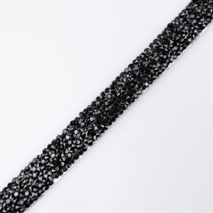 Heat seal ribbon with gemstones 15 mm / Black