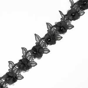 3D floral guipure lace 60 mm / Black