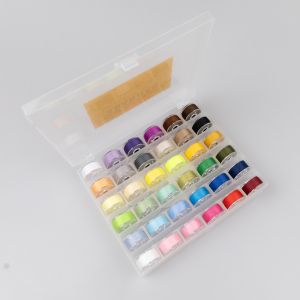 Sewing Machine Bobbins with Thread in a Box / 36 pcs