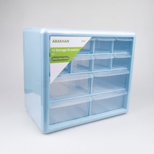 Plastic drawer cabinet with 12 drawers / Blue