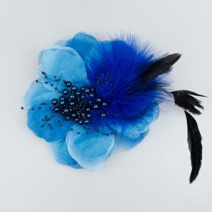 Artificial flower with pearls / Blue
