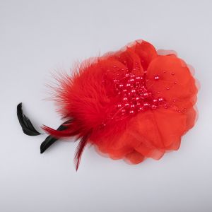 Accessory / Flower with pearls / red