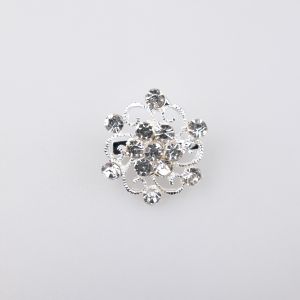 Brooch / Flower silver & white crystal stones