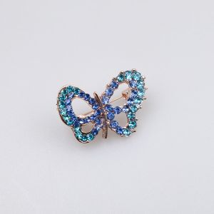 Brooch / Small butterfly with stones / green