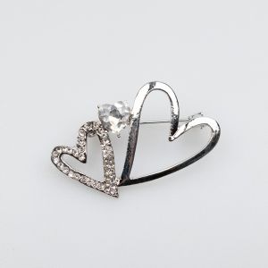 Brooch / Three different hearts / silver