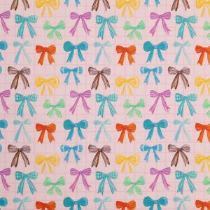Floral Cotton Poplin Fabric Bow / Pink