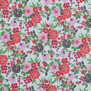 Floral Cotton Poplin Fabric / Blue