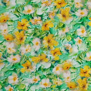 Print Viscose poplin fabric Waterlily / Green