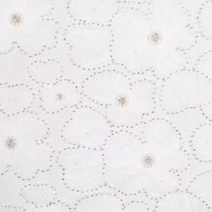 3D lace fabric with beads / White