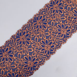 Stretch lace D3  / 16 cm Blue-Orange