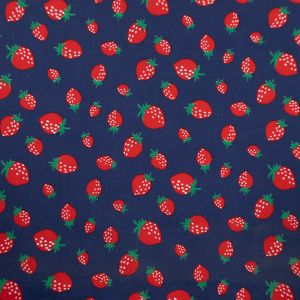 Cotton Fabric Strawberryes / Navy