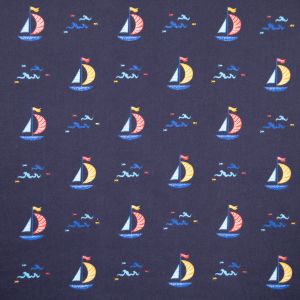 Cotton Fabric Sailboats / Navy