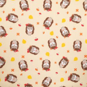 Cotton Fabric Hedgehogs / Cream