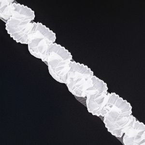 Decorative ruffle Trim 70 mm / White