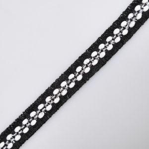 Woven trim 20 mm / Black&White-Silver
