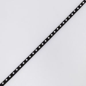Suede trim with studs 5 mm / Black