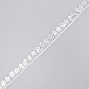 Sequin flower trim Daisy 15 mm / White