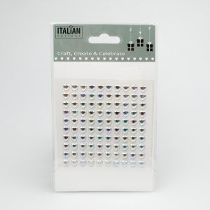 Self-adhesive heart-shaped rhinestones / 6 mm × 100 pcs / Transparent