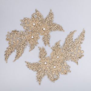 Sew-on applique with pearls Glitter / Gold