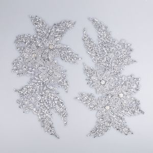 Sew-on applique with pearls Glitter / Silver