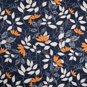Printed cotton fabric 19126008 / 8 Navy-Orange