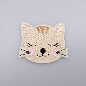 Iron-on motif CAT 5,5x5 cm / Natural