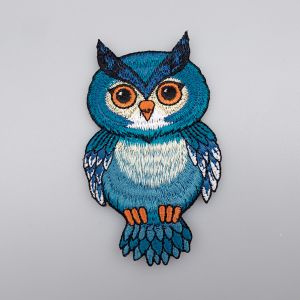 Iron-on motif OWL 6x10 cm / Blue