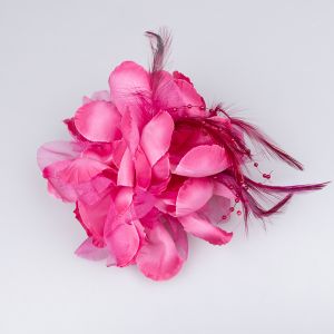 Accessory / Flower with feathers / fuchsia