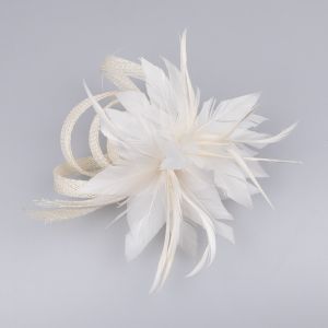 Fascinator Feather flowers / white