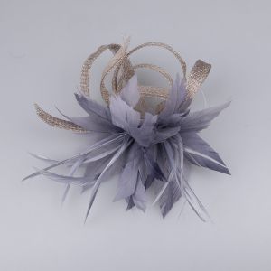 Fascinator Feather flowers / grey