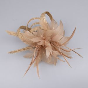 Fascinator Feather flowers / beige