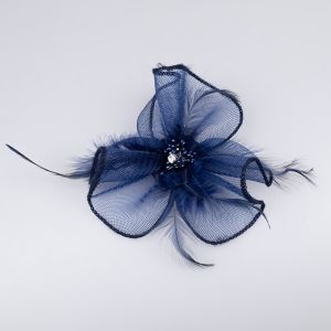 Fascinator Feathers and rhinestone / navy